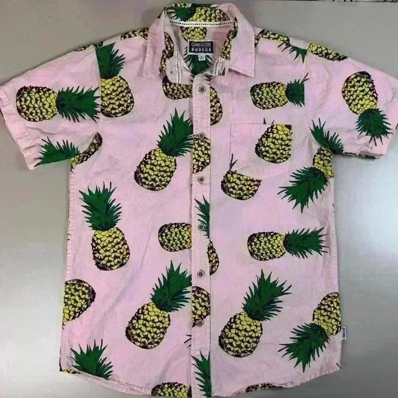 Cornerstore Bodega Other - Cornerstore Bodega Men's Small Button Up Pink Pineapple Short Sleeve Aloha Shirt